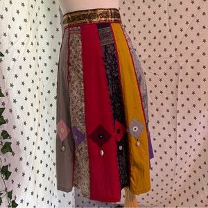 Vintage boho patchwork shell skirt hippie skirt